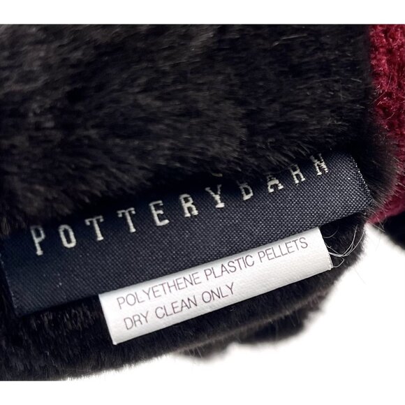 POTTERY BARN 7" Soft Dark Brown Plush Stuffed TEDDY BEAR Toy w/ Maroon Scarf EUC - Picture 5 of 5